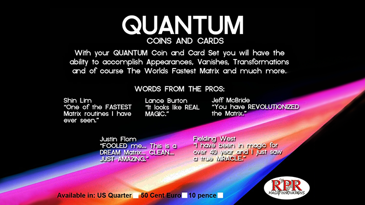 Quantum Coins (US Quarter Blue Card) Gimmicks and Online Instructions by Greg Gleason and RPR Magic Innovations