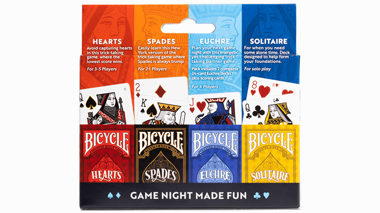 Bicycle 4 Game Pack (Euchre, Spades, Hearts and Solitaire) by US Playing Card